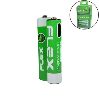 Pilha Recarregável Aaa 1.5v 1200mah C-4 Pilhas Flex