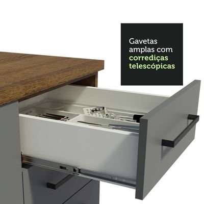 Balcão Gabinete De Pia 120 X 60 Cm 1 Porta 2 Gavetas Rustic