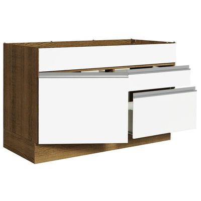 Balcão Gabinete De Pia 120 X 60 Cm 1 Porta 2 Gavetas Rustic
