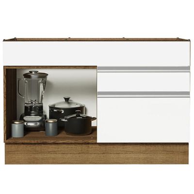 Balcão Gabinete De Pia 120 X 60 Cm 1 Porta 2 Gavetas Rustic