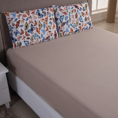 Jogo de Cama Lençol Sonho Bom Solteiro em Malha Algodão 2 Peças - Bege - 100% Algodão