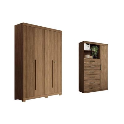 Guarda Roupa +Cômoda 2 Peças QC332 Jatobá - Santos Andirá