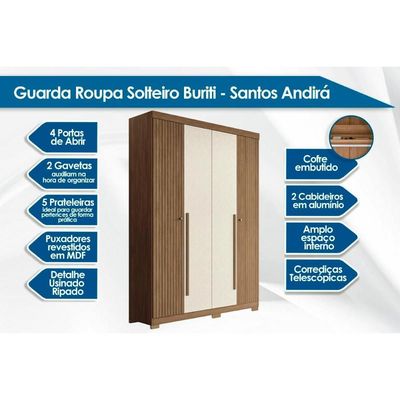 Guarda Roupa +Cômoda 2 Peças QC332 Jatoba/Areia - Santos Andirá