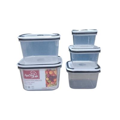 5 Potes Hermético Quadrado 320ml/630ml/1000ml/1600ml/2300ml