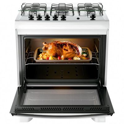 Fogão 5 Bocas Dako Supreme com Mesa em Inox e Acendimento Automático Branco  Bivolt