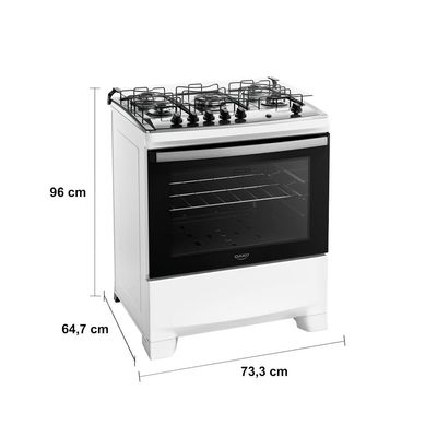 Fogão 5 Bocas Dako Supreme com Mesa em Inox e Acendimento Automático Branco  Bivolt