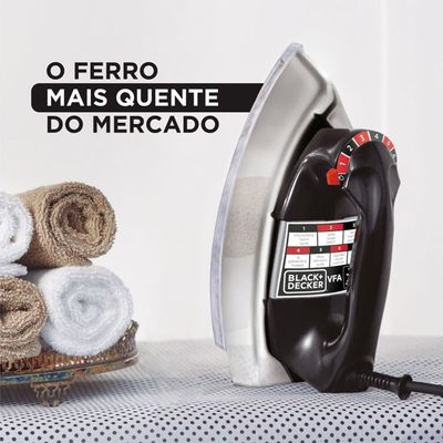 Ferro de Passar a Seco Black Decker VFA1110TM2 com Base de Alumínio preto