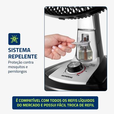 Ventilador de Mesa Mondial VTX-40-8P 40cm com Função Repelente Líquido - Preto Preto / 110