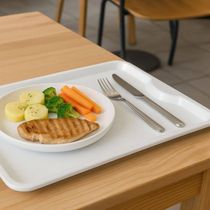 Kit 6 Bandejas Servir 48x33cm Plástico Branco Coza Uno Horeca Restaurante Buffet Fast Food