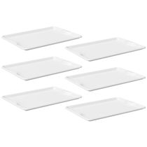 Kit 6 Bandejas Servir 48x33cm Plástico Branco Coza Uno Horeca Restaurante Buffet Fast Food
