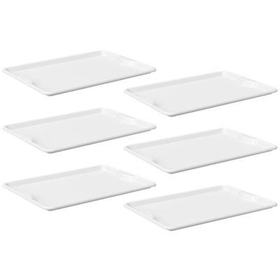 Kit 6 Bandejas Servir 48x33cm Plástico Branco Coza Uno Horeca Restaurante Buffet Fast Food