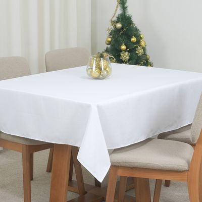 Toalha de Mesa 4 Lugares Oxford Maquinetado Natal Branco