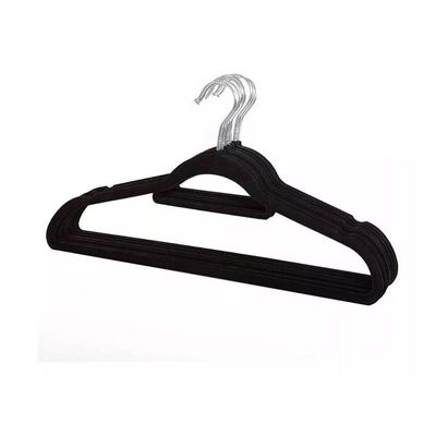 Kit com 100 Cabide Slim Veludo Flocado Preto Gancho de Metal