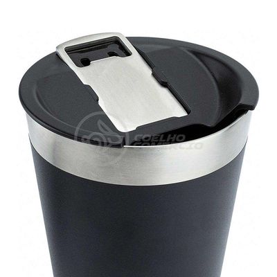 Copo Térmico C/ Tampa E Abridor 473Ml Inox - Preto