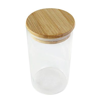 Kit 06 Potes Vidro 1200ml Hermético Multiuso Tampa de Bambu