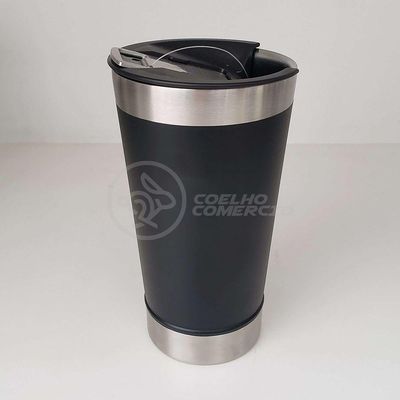 Copo Térmico C/ Tampa E Abridor 473Ml Inox - Preto