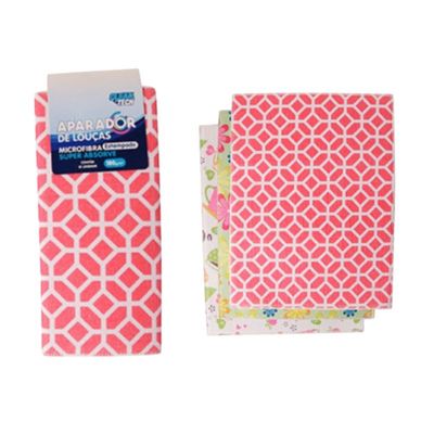 Kit 03 Toalhas Aparador Louça Microfibra Estampada 40cmx30cm
