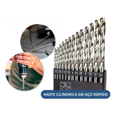 Jogo com 150 Brocas de Aço para Metal / Madeira / Concreto