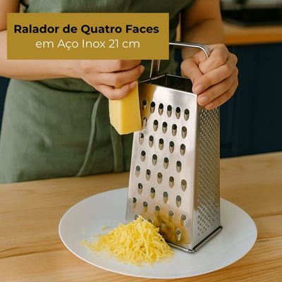 Ralador Quatro Faces em Aço Inox 21cm Com Alça para Segurar