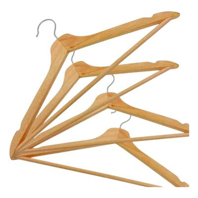 Kit com 30 Cabides de Madeira Envernizado Gancho de Metal