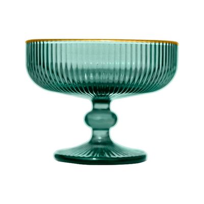 Conjunto de Taças para Sobremesa L`Hermitage Cameratta 310ml com Borda Dourada em Cristal Ecológico Verde - 6 Peças