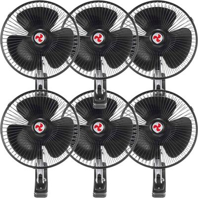 Kit 6 Mini Ventilador Veicular Carro Ônibus Caminhão De 20cm