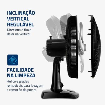 Ventilador de Mesa 30cm Mondial Super Power VSP-30-B 6 Pás 3 Velocidades Preto Preto / 110