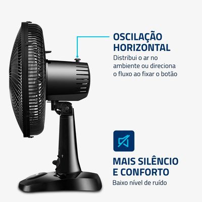 Ventilador de Mesa 30cm Mondial Super Power VSP-30-B 6 Pás 3 Velocidades Preto Preto / 110