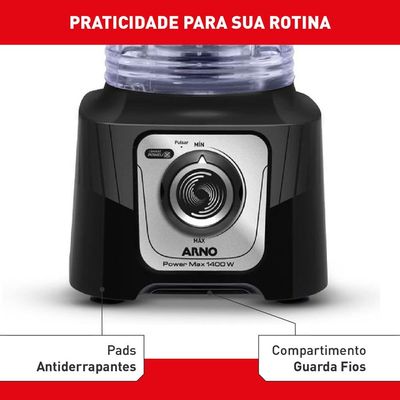 Liquidificador Arno Power Max LN65 Comfort Control 15 Velocidades 1400W - Preto Preto / 110