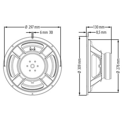 Alto-falante 250 Watts 12 Pol 8 Ohms Wf300-500b-8 Atk