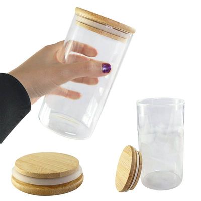 Kit 10 Potes Vidro 1200ml Hermético Multiuso Tampa de Bambu
