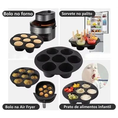 Kit 03 Forma de Cupcake Muffins Pudim Bolinho Air Fryer 21cm