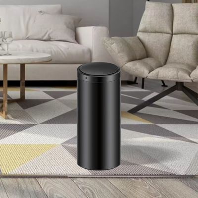 Lixeira Automática Preta Redonda Inox 50 Litros com Sensor