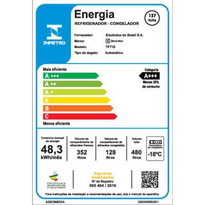 Geladeira Electrolux Frost Free com AutoSense 480L Efficient Duplex Inox Look (TF71S) 127V