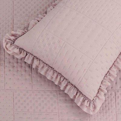 Colcha Babado King Fluffy 3 Peças s 100% Poliéster Rosé