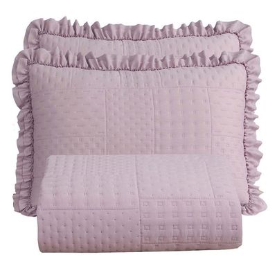 Colcha Babado King Fluffy 3 Peças s 100% Poliéster Rosé