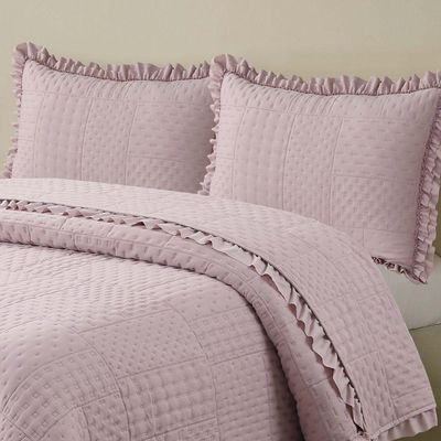 Colcha Babado King Fluffy 3 Peças s 100% Poliéster Rosé