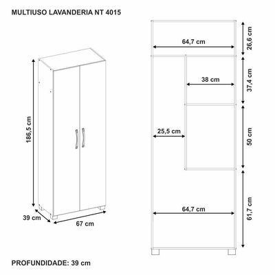 Armário Multiuso Lavanderia 2 Portas Branco