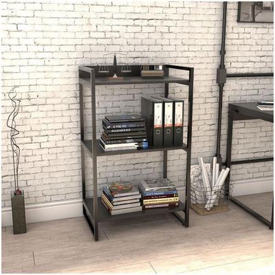 Estante Livreiro Multiuso Prisma Estilo Industrial 60cm 3 Prateleiras C08 Preto Onix - Mpozenato