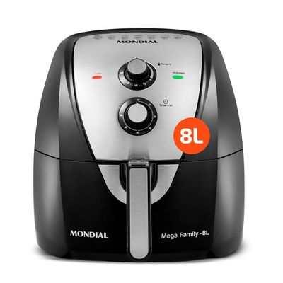 Fritadeira Elétrica Sem Óleo Air Fryer Mondial Mega Family AFN-80-BI 8L Preta/Inox Preto,Inox / 110