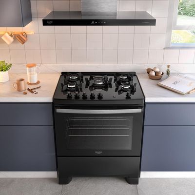Fogão 5 Bocas Dako Supreme Glass com Mesa de Vidro e Acendimento Automático Preto - Bivolt