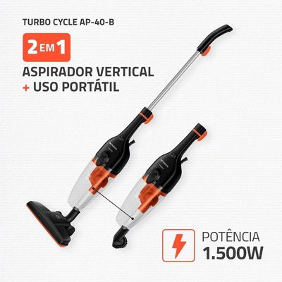 Aspirador Vertical Mondial AP40B 2 em 1 1500W Filtro Ciclone Lavável Preto e Laranja preto,laranja / 110