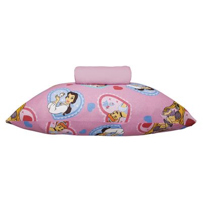 Jogo de Lençol KazzaVip Solteiro Malha 100% Algodão Play Disney Coração de Princesas 02 Peças Rosa