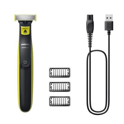 Aparador de Pelos Philips OneBlade QP2724 Lâmina Dupla Recarregável Bivolt Verde e Cinza