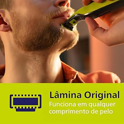 Aparador de Pelos Philips OneBlade QP2724 Lâmina Dupla Recarregável Bivolt Verde e Cinza