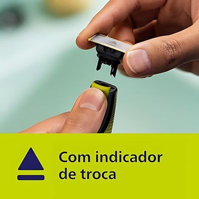 Aparador de Pelos Philips OneBlade QP2724 Lâmina Dupla Recarregável Bivolt Verde e Cinza