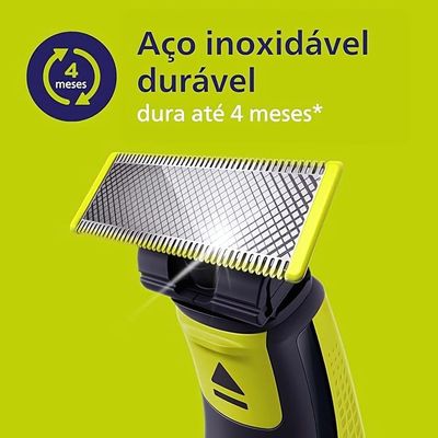 Aparador de Pelos Philips OneBlade QP2724 Lâmina Dupla Recarregável Bivolt Verde e Cinza