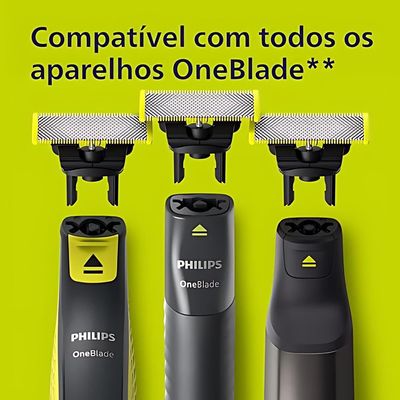 Aparador de Pelos Philips OneBlade QP2724 Lâmina Dupla Recarregável Bivolt Verde e Cinza