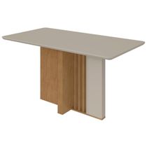 Mesa de Jantar Lopas 1,60 Astrid com vidro Serigrafado Amendoa Clean/off White