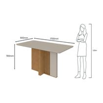 Mesa de Jantar Lopas 1,70 Astrid com vidro Serigrafado Amendoa Clean/off White